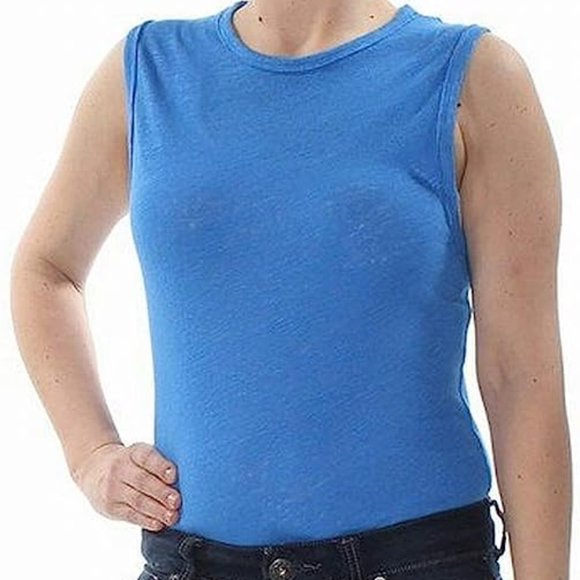 Free People Intimately Womens All The Time Linen Sleeveless Bodysuit Small Blue - Picture 1 of 16